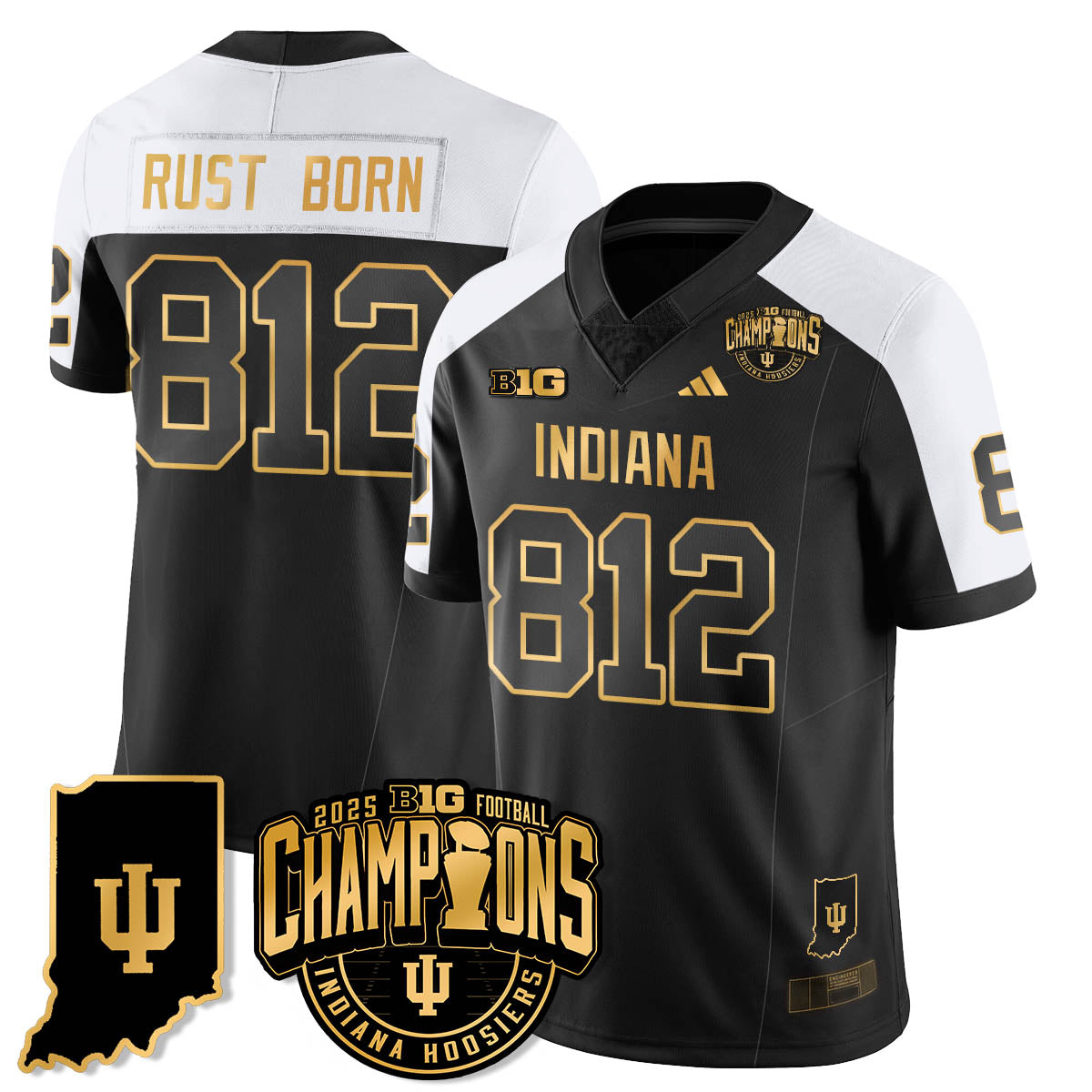 Indiana Hoosiers Vapor Limited Football Gold Jersey - Big 10 Champions - All Stitched