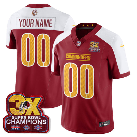 Custom WAS 3-Time Champions Patch Vapor Limited Jersey - Stitched