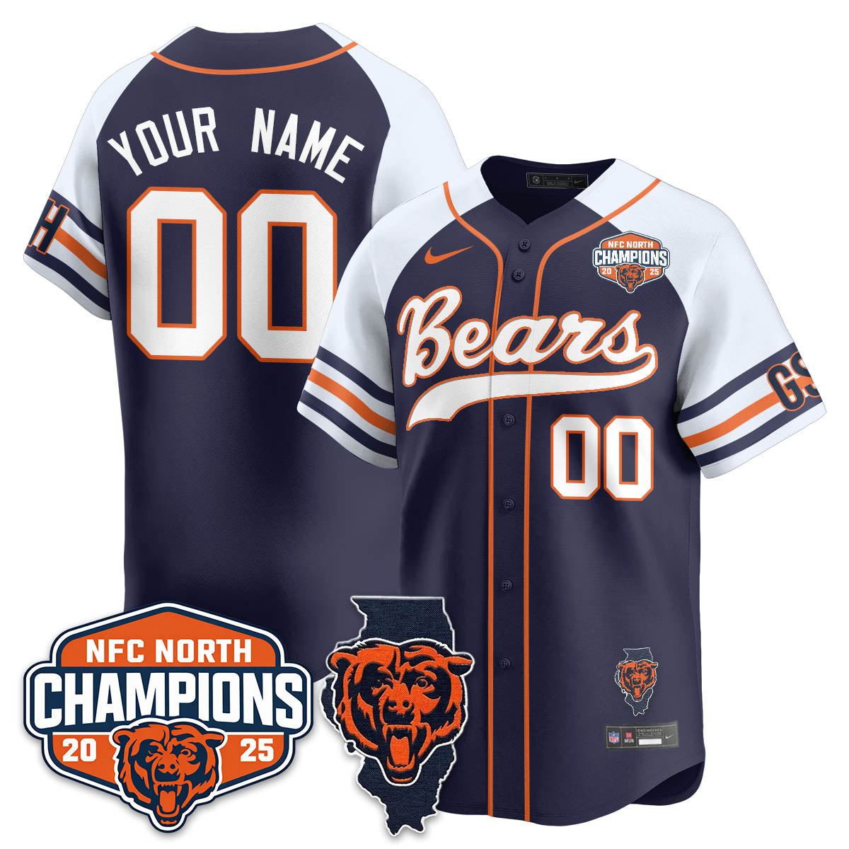 Custom CHI  NFC North Division Champions Vapor Limited Baseball Jersey - All Stitched