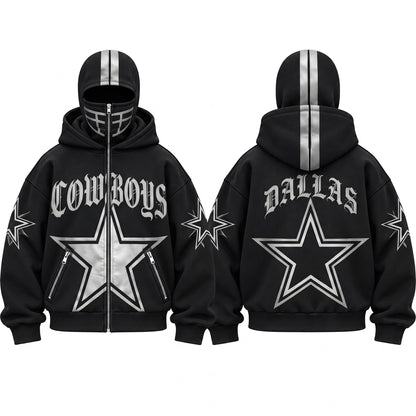 DAL Gothic Style Mask Zip Up Hoodie - Printed