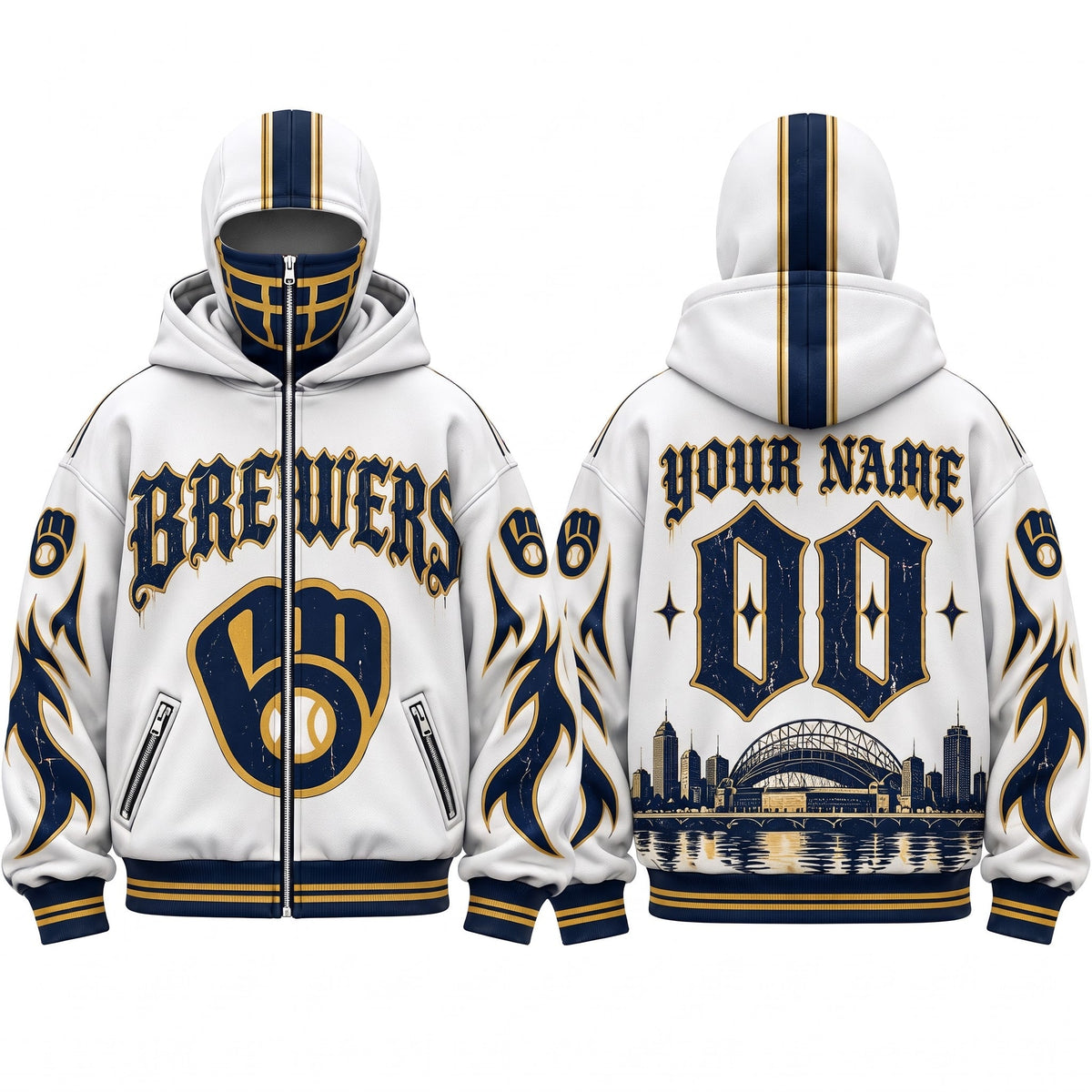 MIL Gothic Style Custom Mask Zip Up Hoodie - Printed V2