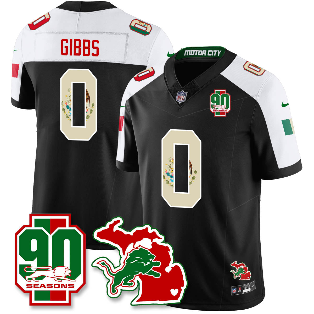 DET Mexico Vapor Limited Jersey - All Stitched