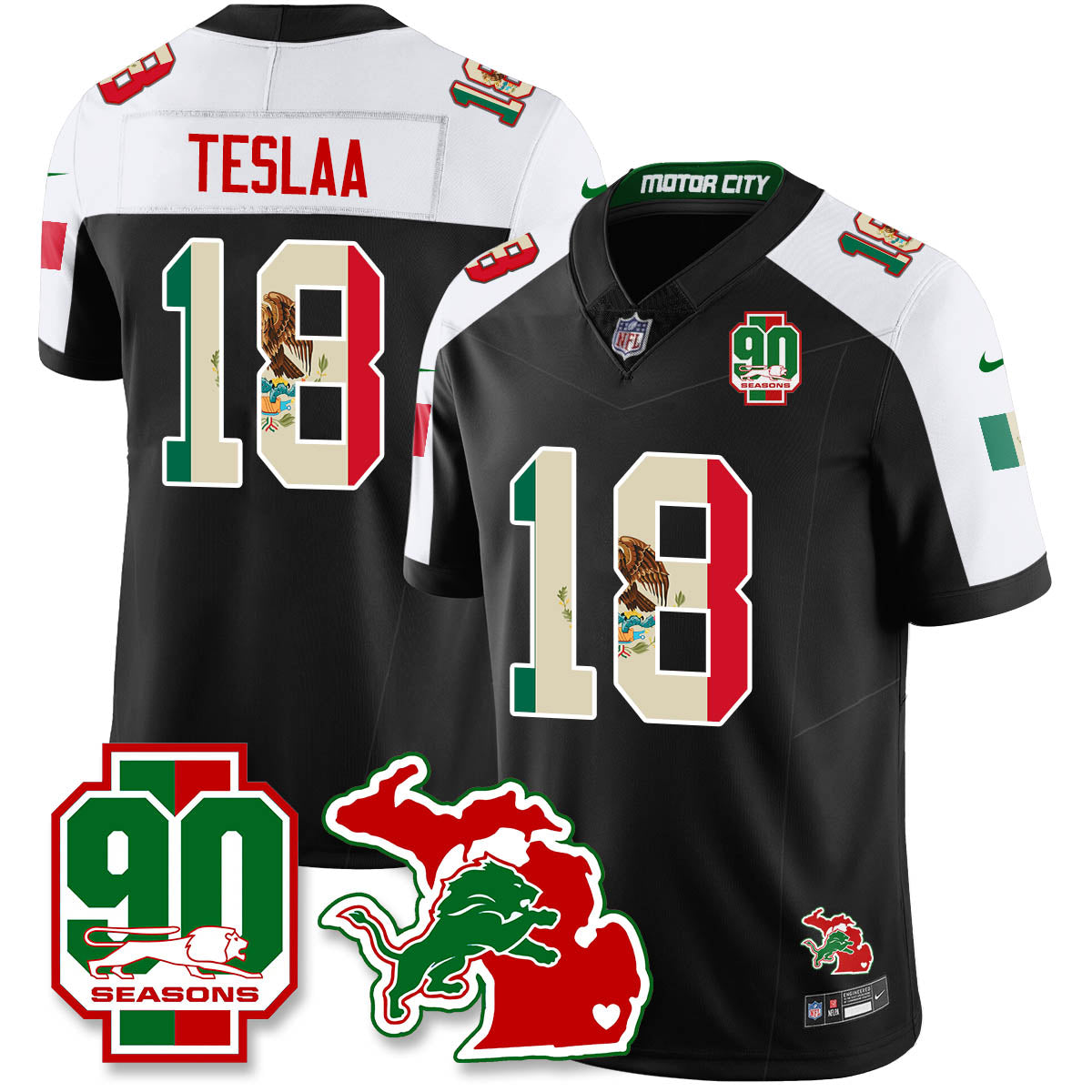 DET Mexico Vapor Limited Jersey - All Stitched