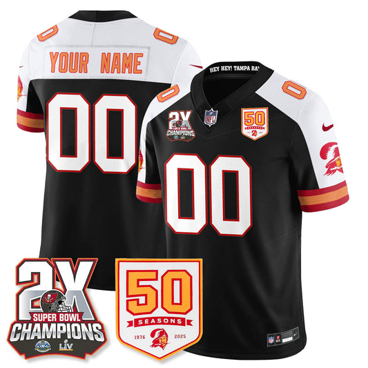 Custom TB 2-Time Champions Patch Throwback Vapor Limited Jersey - Stitched