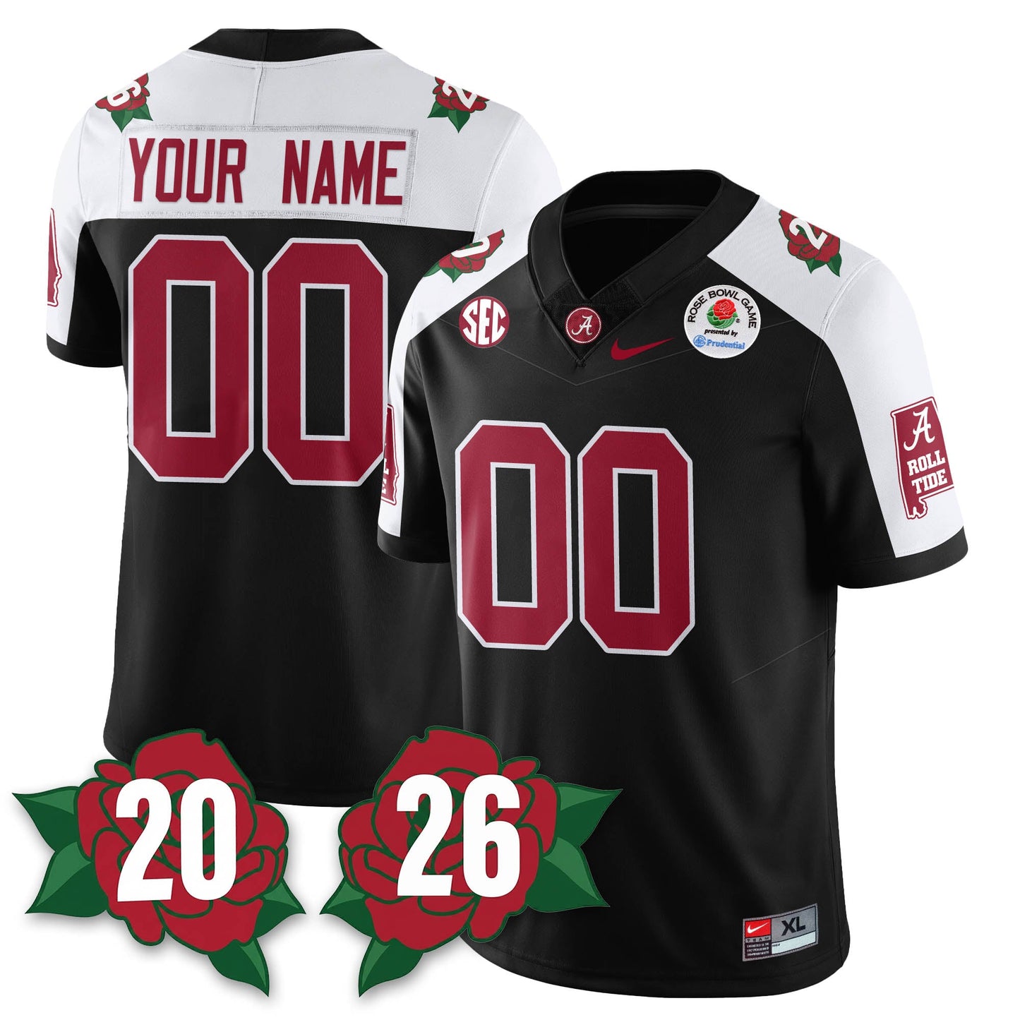 Custom BAMA Rose Bowl Vapor Limited Football Jersey - All Stitched