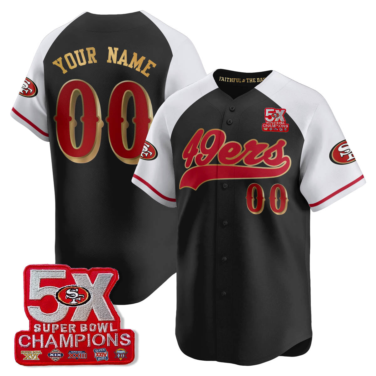 SF 5-Time Champions Patch Vapor Baseball Custom Jersey - All Stitched