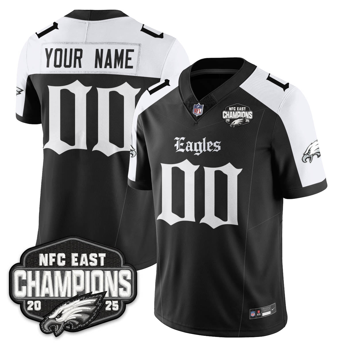 PHI Gothic NFC East Champions Vapor Limited Custom Jersey - All Stitched