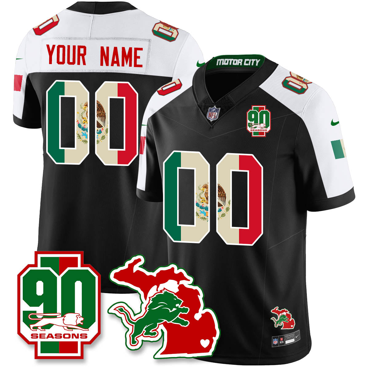 Custom DET Mexico Vapor Limited Jersey - All Stitched