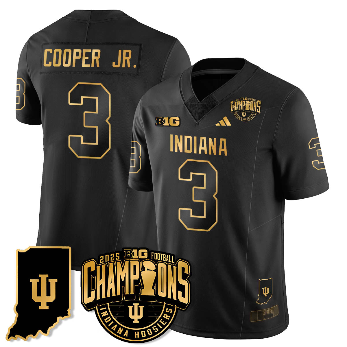 Indiana Hoosiers Vapor Limited Football Gold Jersey - Big 10 Champions - All Stitched