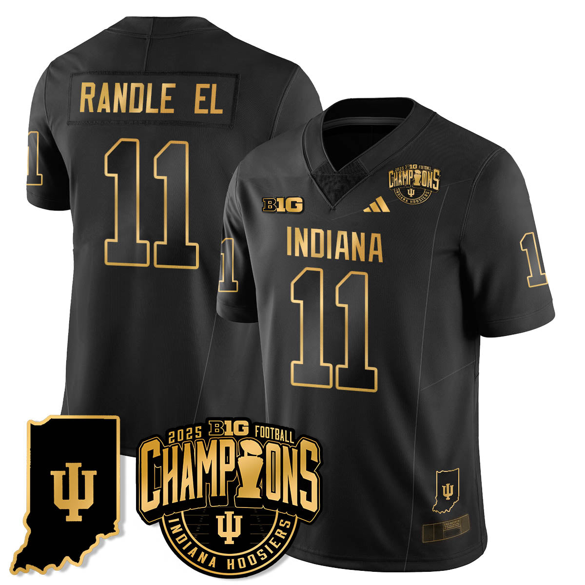 Indiana Hoosiers Vapor Limited Football Gold Jersey - Big 10 Champions - All Stitched