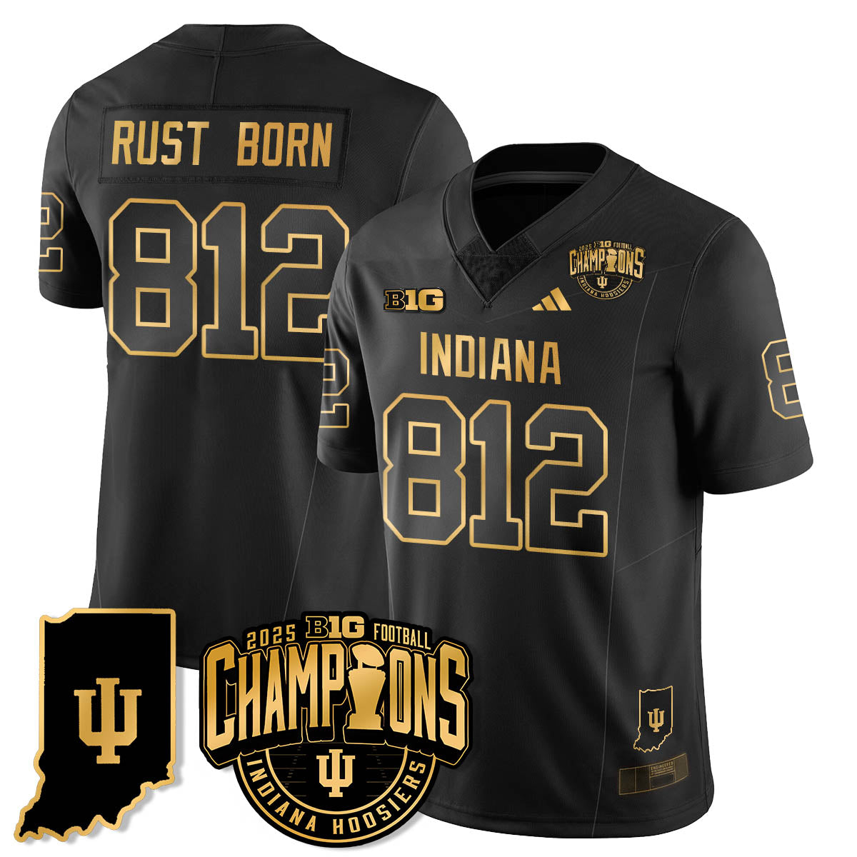 Indiana Hoosiers Vapor Limited Football Gold Jersey - Big 10 Champions - All Stitched