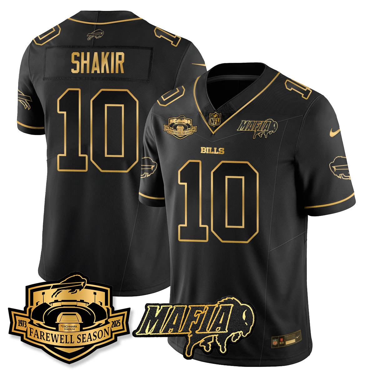 BUF 2025 Bills Mafia Patch Gold Vapor Limited Jersey - All Stitched