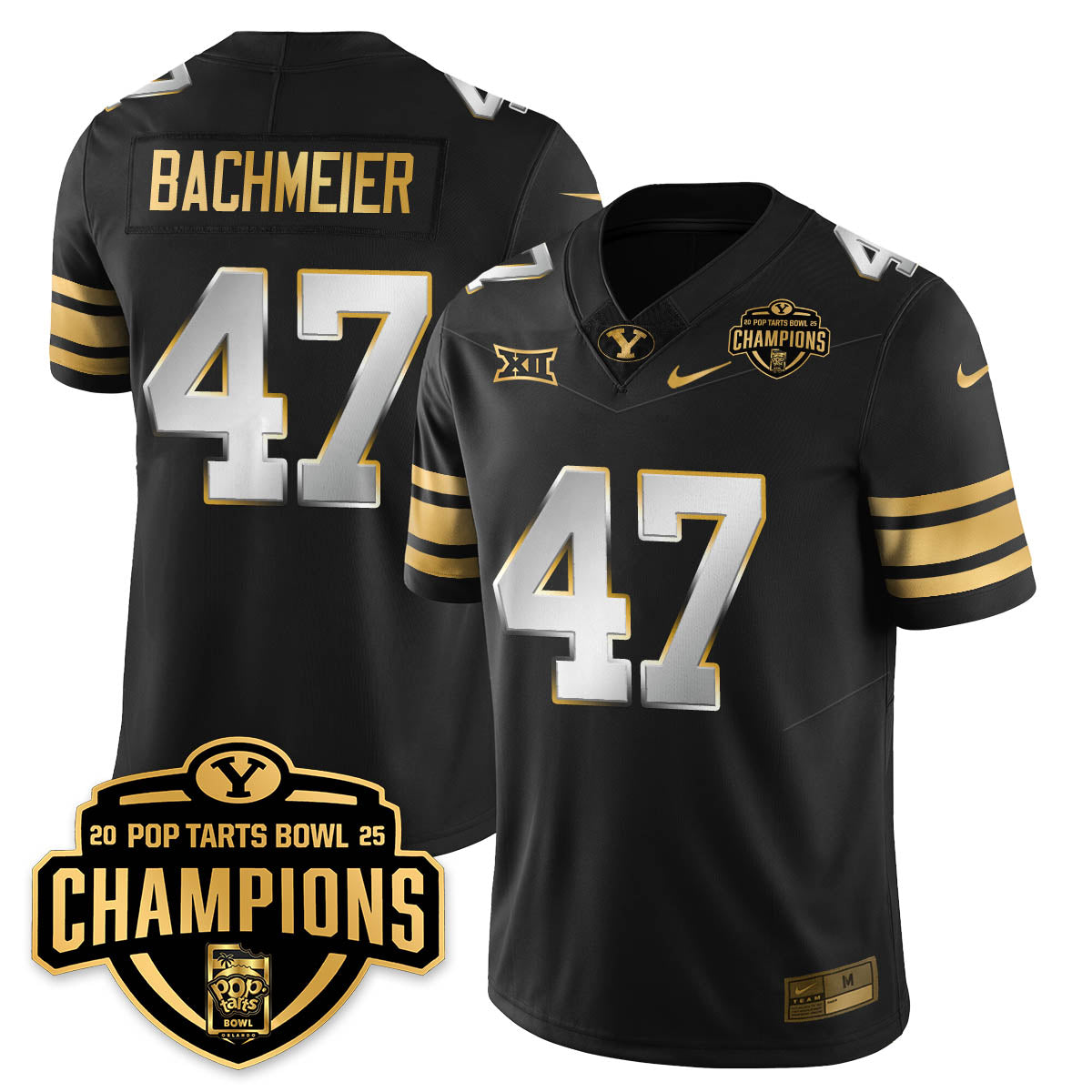 BYU Cougars Football 2025 Pop-Tarts Bowl Champions Gold Jersey - All Stitched