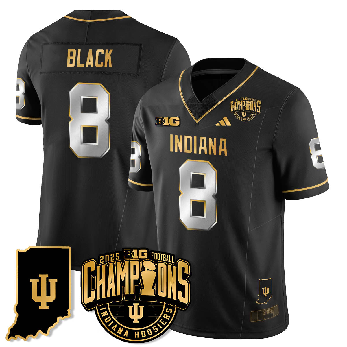 Indiana Hoosiers Vapor Limited Football Gold Jersey - Big 10 Champions - All Stitched