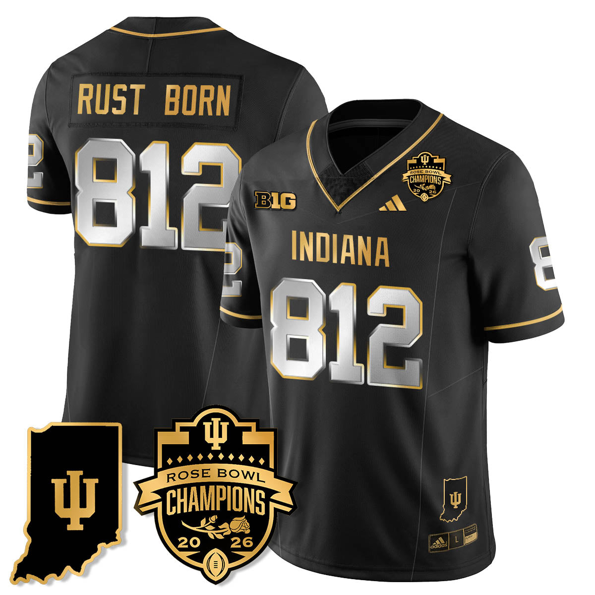 Indiana Hoosiers Vapor Limited Football Gold Jersey - Rose Bowl Champions - All Stitched