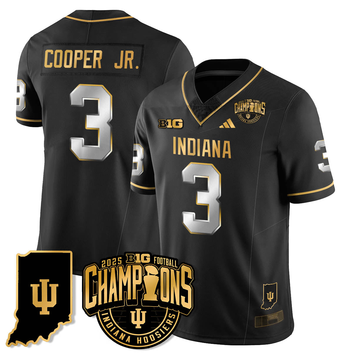 Indiana Hoosiers Vapor Limited Football Gold Jersey - Big 10 Champions - All Stitched