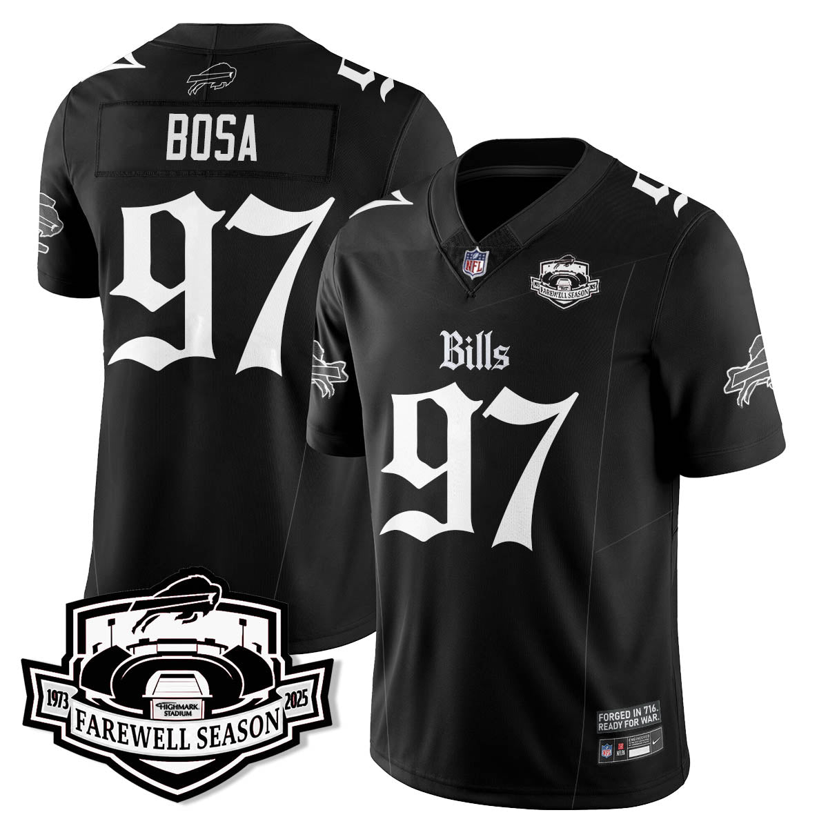 BUF Gothic Vapor Limited Jersey - Farewell Highmark Patch - All Stitched