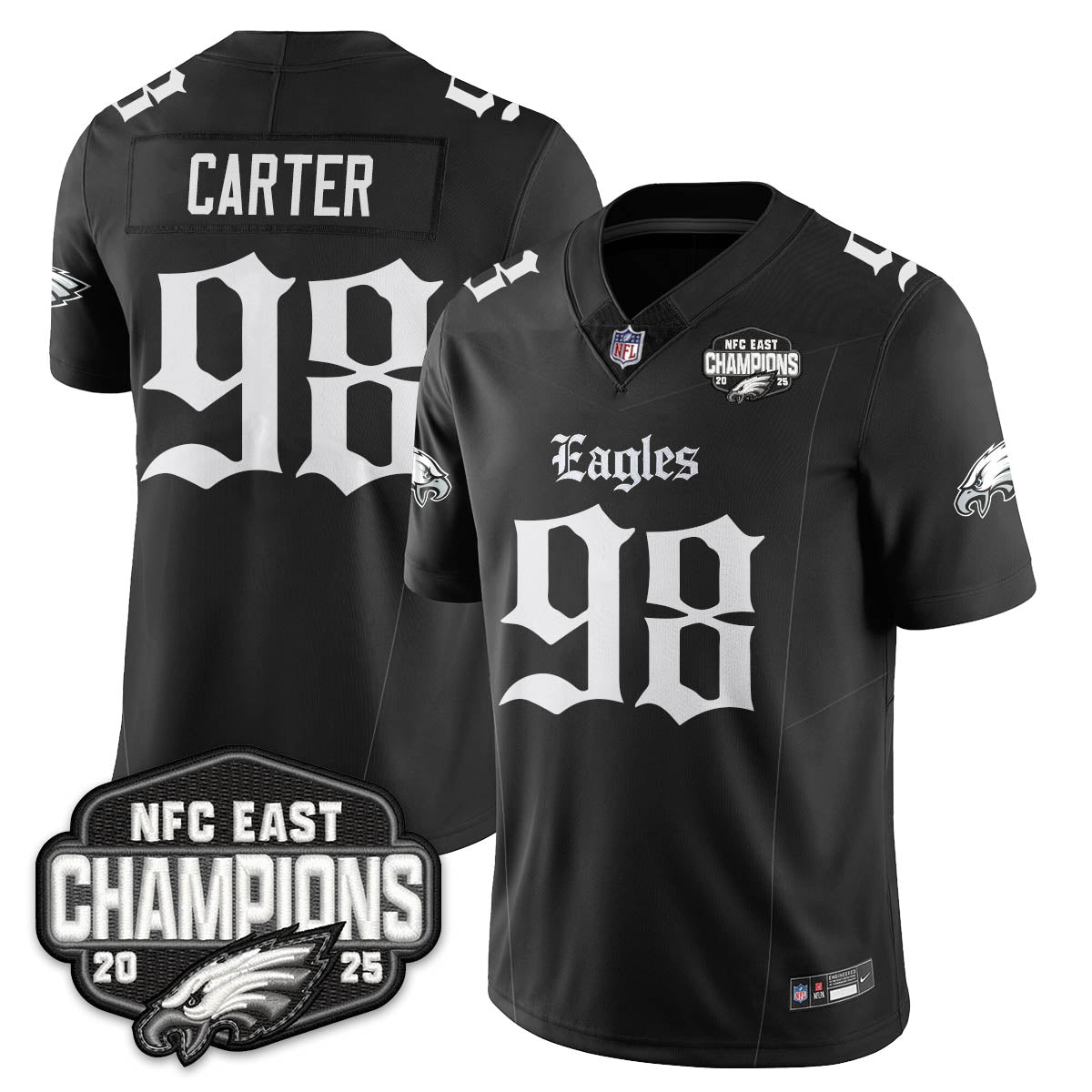 PHI Gothic NFC East Champions Vapor Limited Jersey - All Stitched