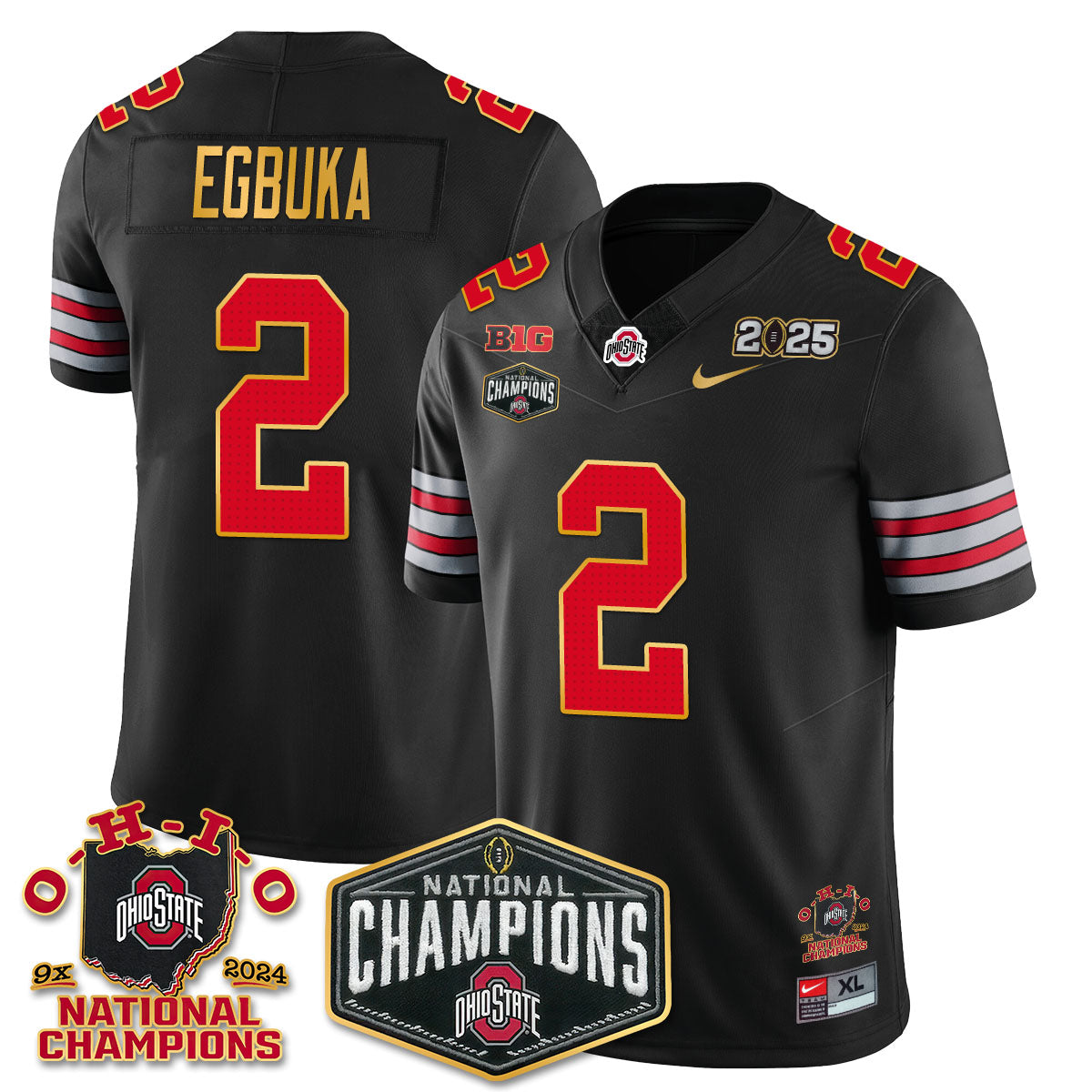 OSU 'Heritage Stripe' 2025 CFP Patch - National Champions Jersey N8 - All Stitched