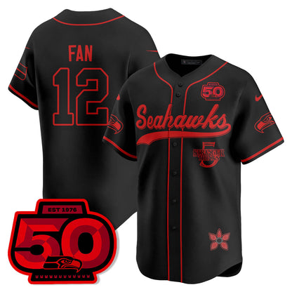 Seattle Seahawks Stranger Things Vapor Limited Baseball Jersey - All Stitched
