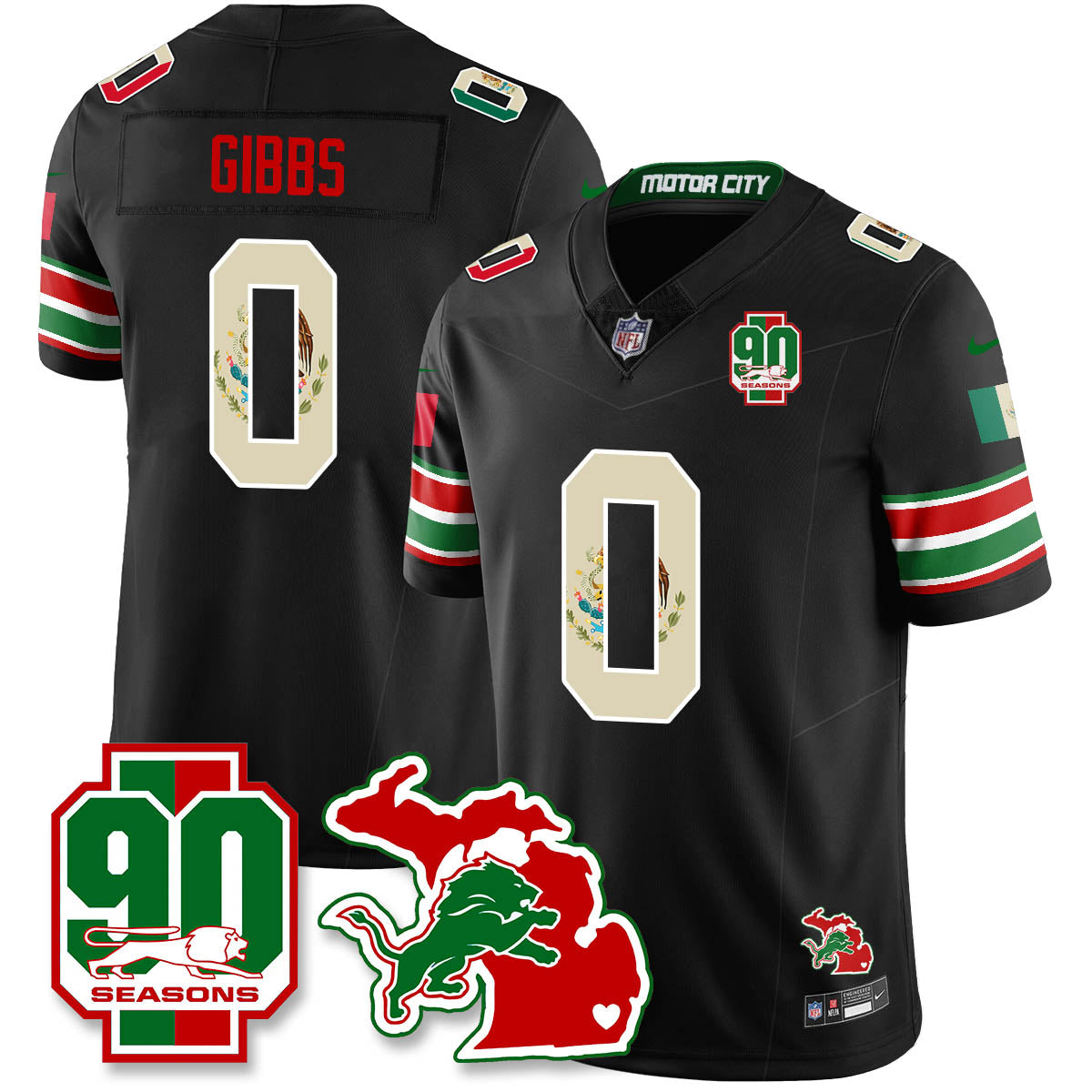 DET Mexico Vapor Limited Jersey - All Stitched