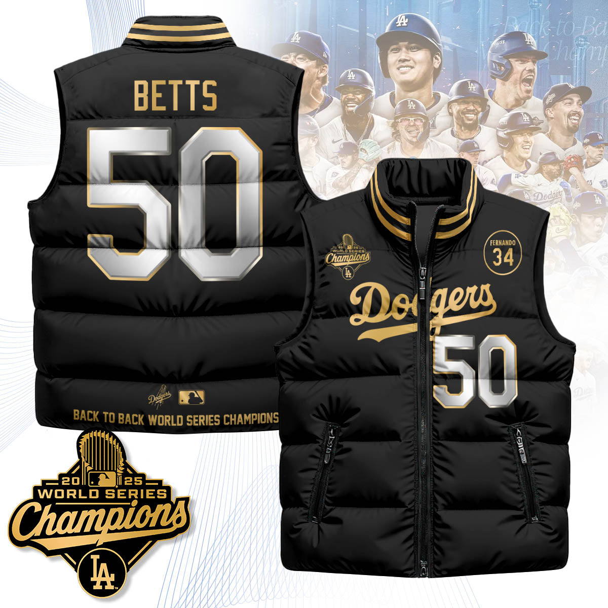LAD 2025 World Series Champions Puffer Vest