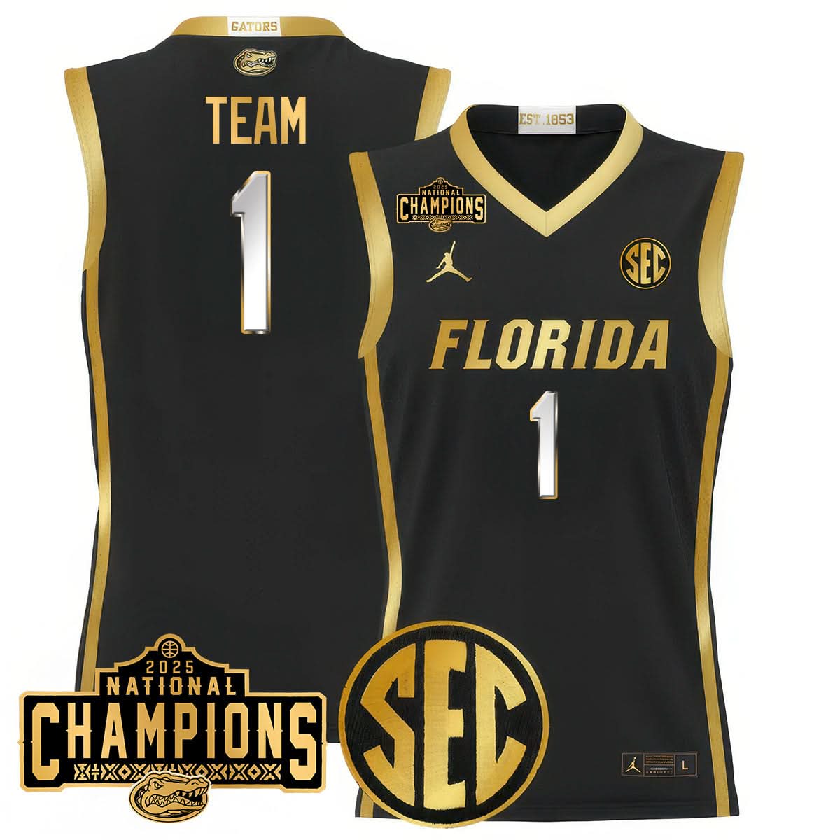 Florida Gators 2025 National Champions Basketball Jersey - All Stitched
