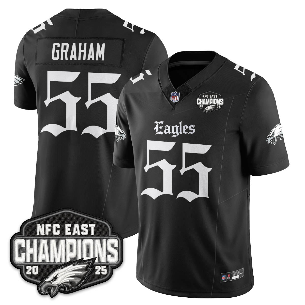 PHI Gothic NFC East Champions Vapor Limited Jersey - All Stitched