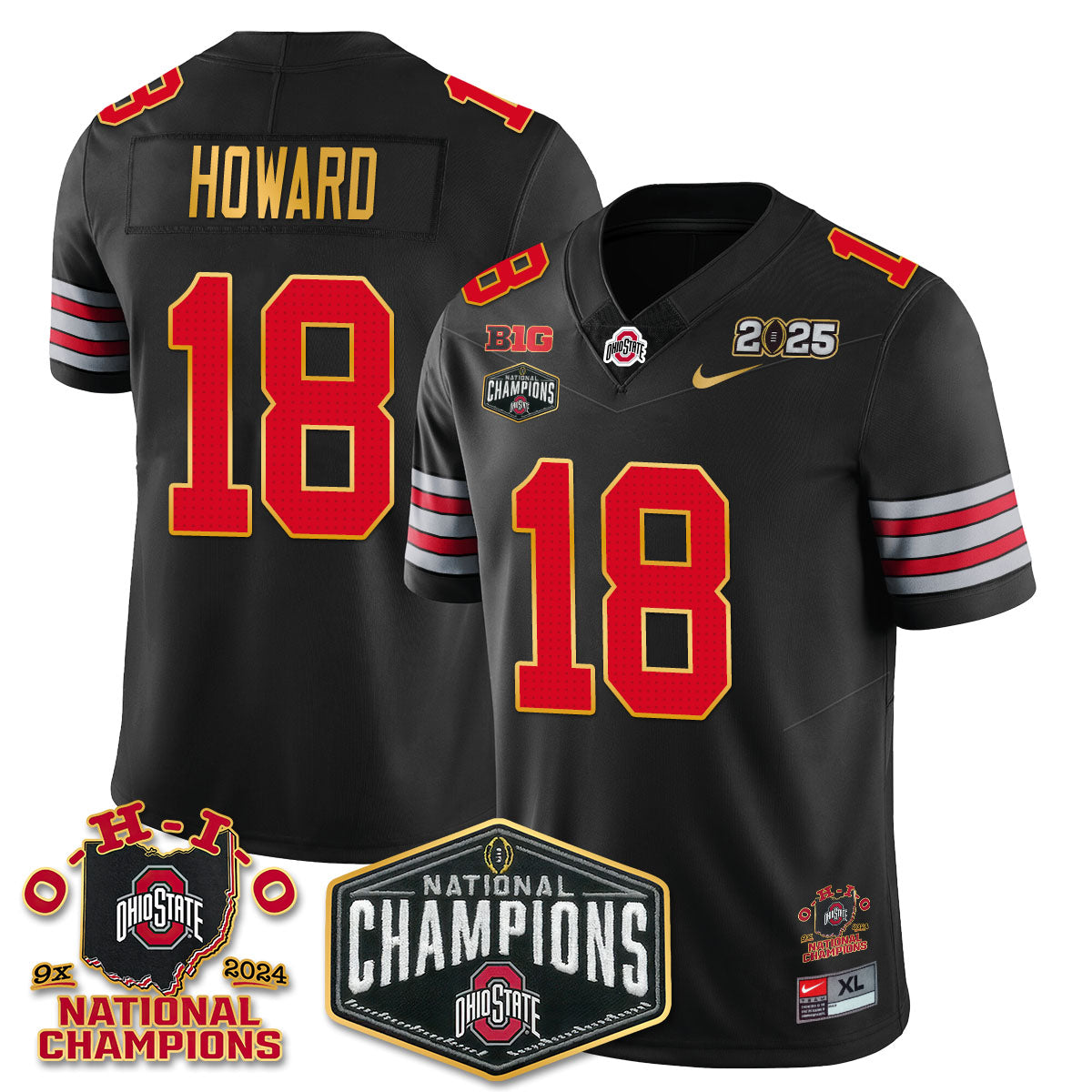 OSU 'Heritage Stripe' 2025 CFP Patch - National Champions Jersey N8 - All Stitched