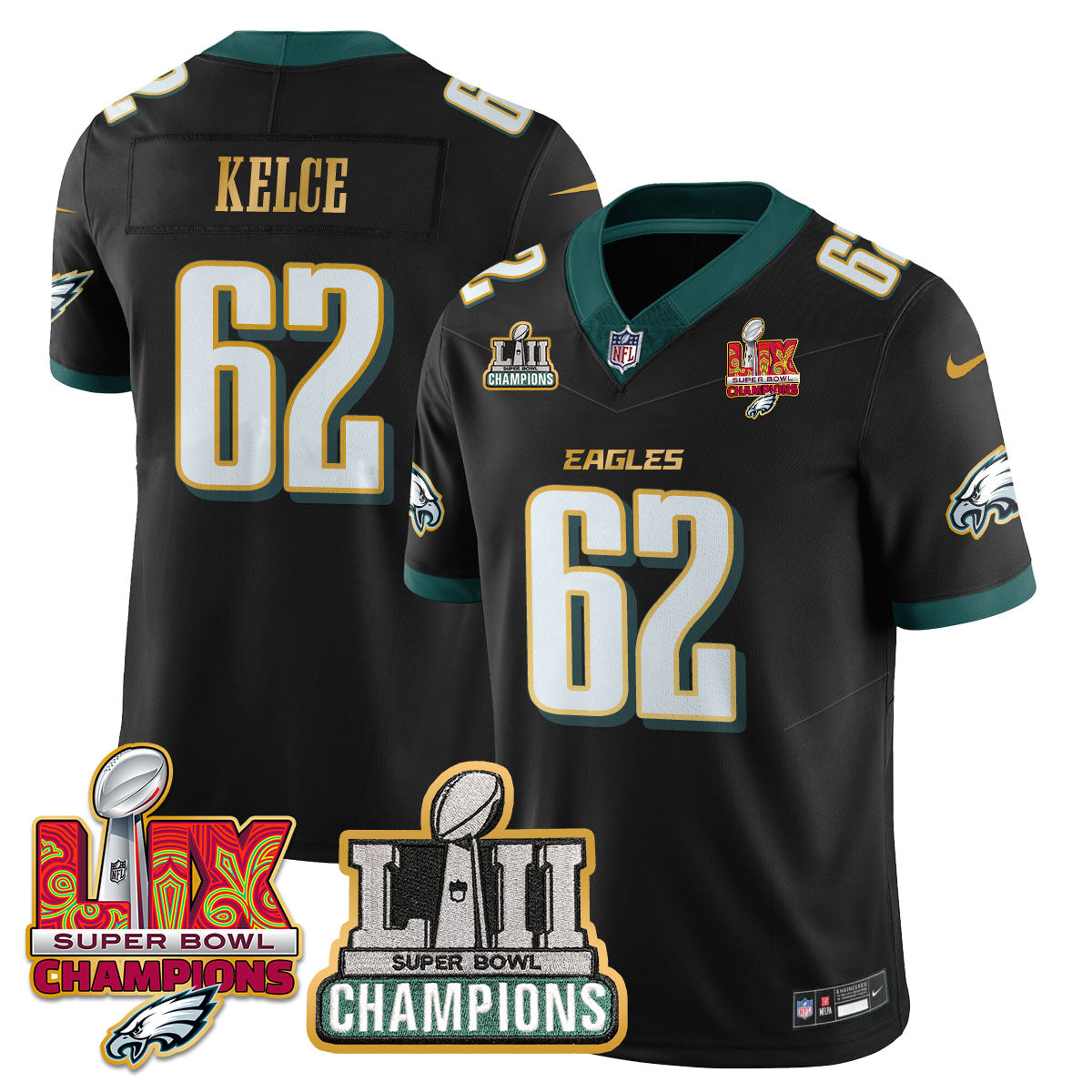 PHI LII-LIX Super Bowl Champions Vapor Limited Gold Jersey - All Stitched