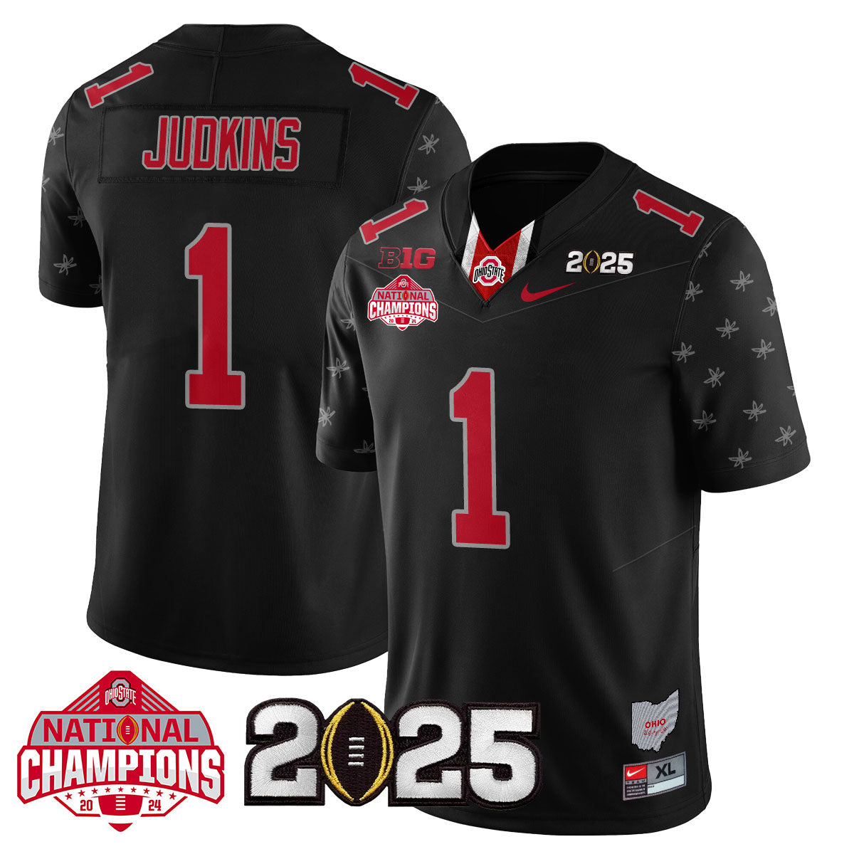 OSU 'Heritage Stripe' 2025 CFP Patch - National Champions Jersey - All Stitched