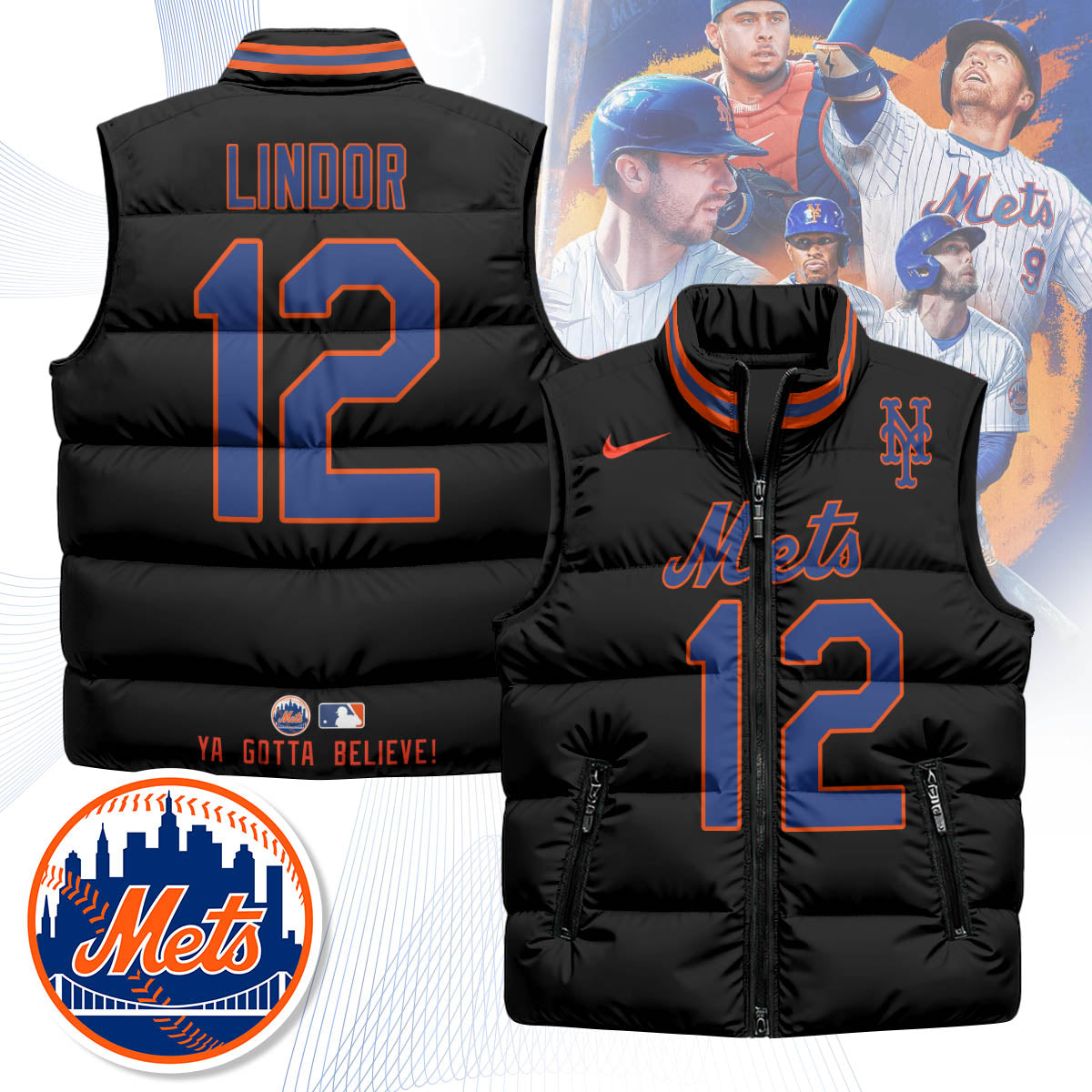 New York Mets Unisex Puffer Vest