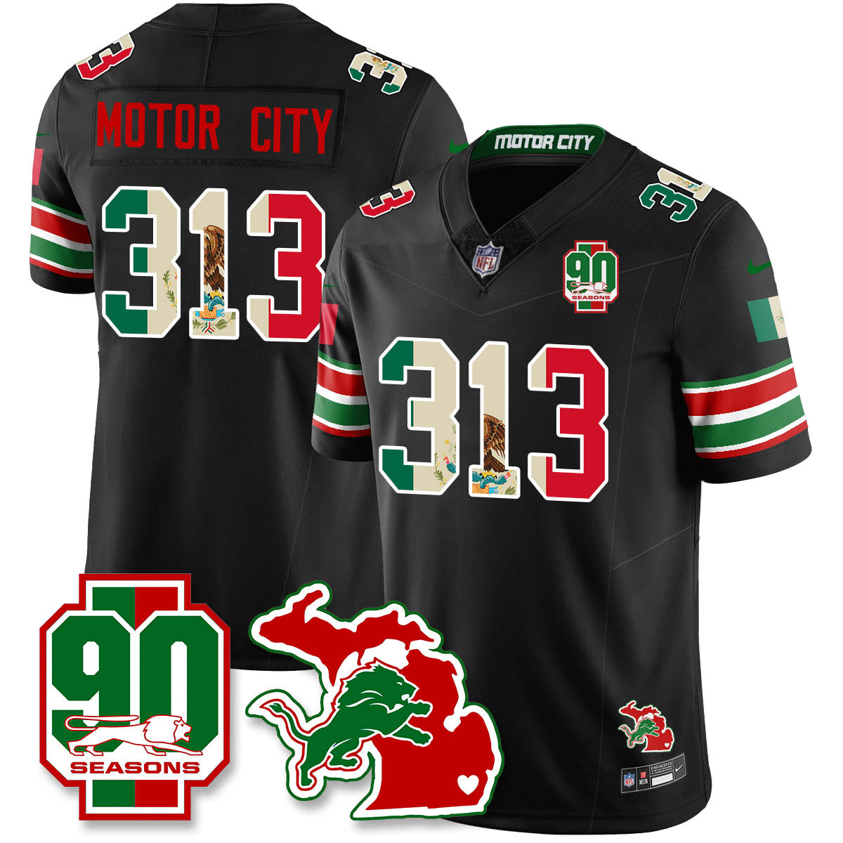DET Mexico Vapor Limited Jersey - All Stitched