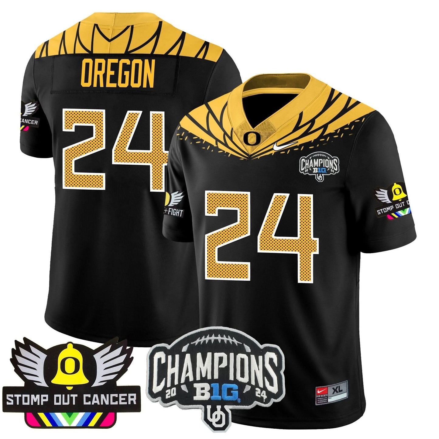 Oregon Alternate 2024 Big Ten Champions Jersey V2 - All Stitched