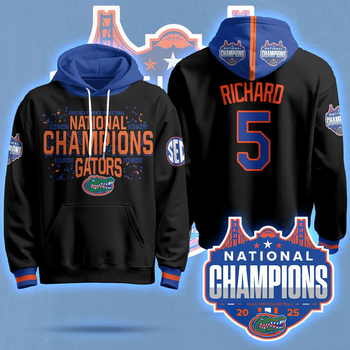 Florida Gators 2025 National Champions Basketball Hoodie - Printed