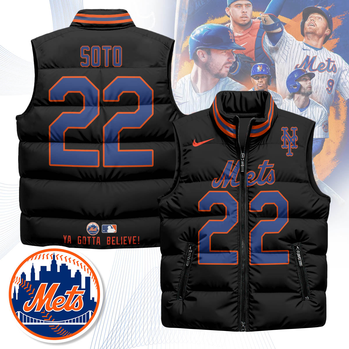 New York Mets Unisex Puffer Vest