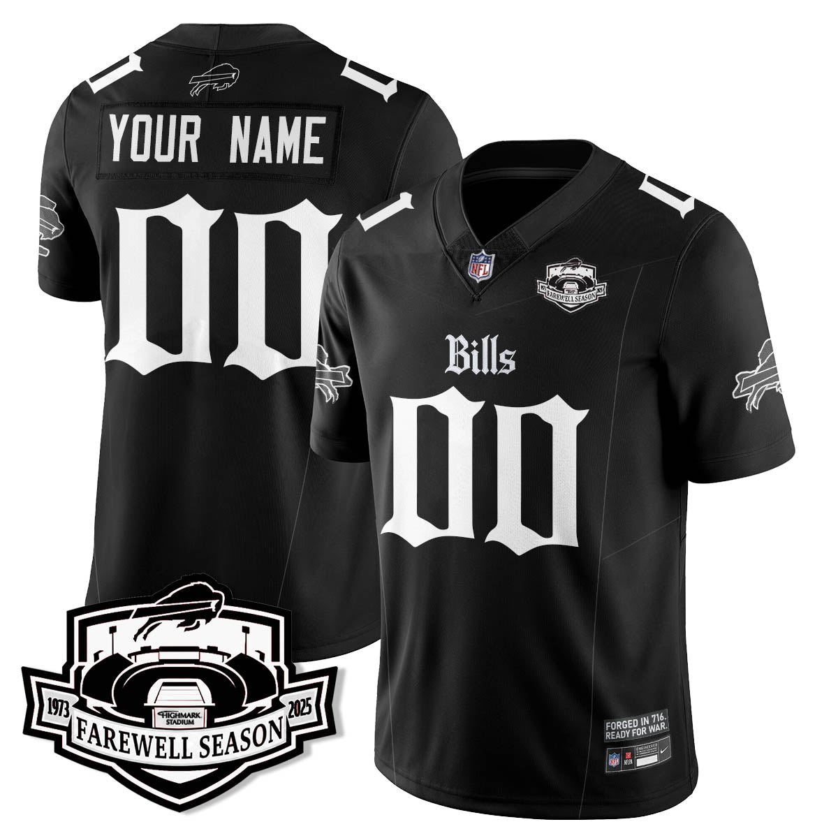 Custom BUF Gothic Vapor Limited Jersey - Farewell Highmark Patch - All Stitched