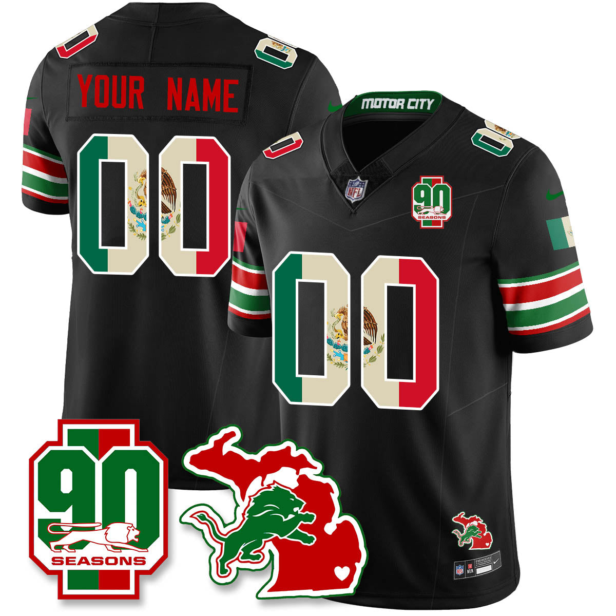 DET Mexico Vapor Limited Jersey - All Stitched