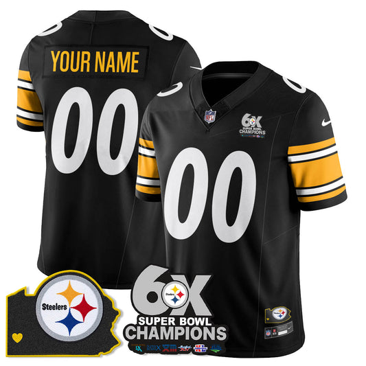 Custom PIT 6-Time Champions Patch Vapor Limited Jersey - Stitched