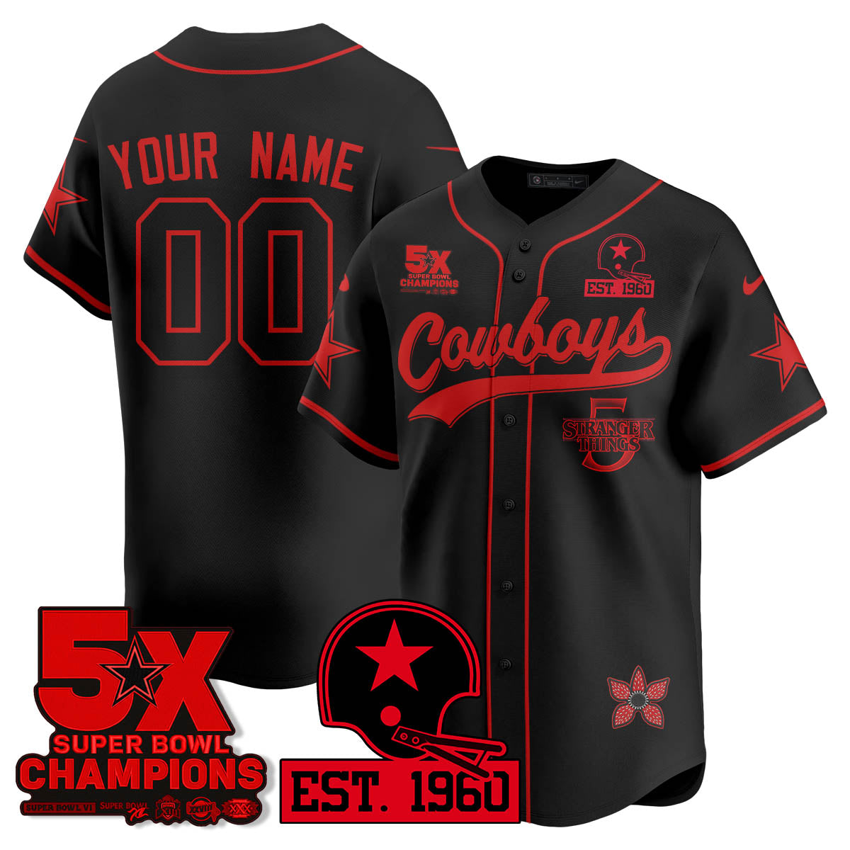 DAL Stranger Things Vapor Limited Baseball Custom Jersey - All Stitched