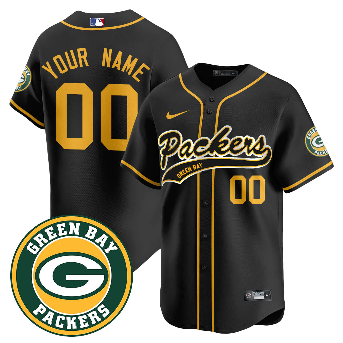 Green Bay Packers Limited Baseball Custom Jersey - All Stitched
