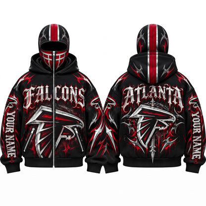 ATL Gothic Style Personalized Mask Zip Up Hoodie - Printed