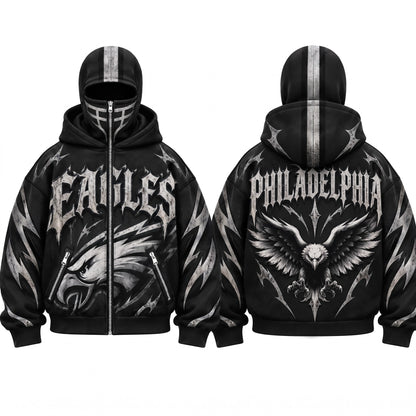 PHI Gothic Style Mask Zip Up Hoodie - Printed