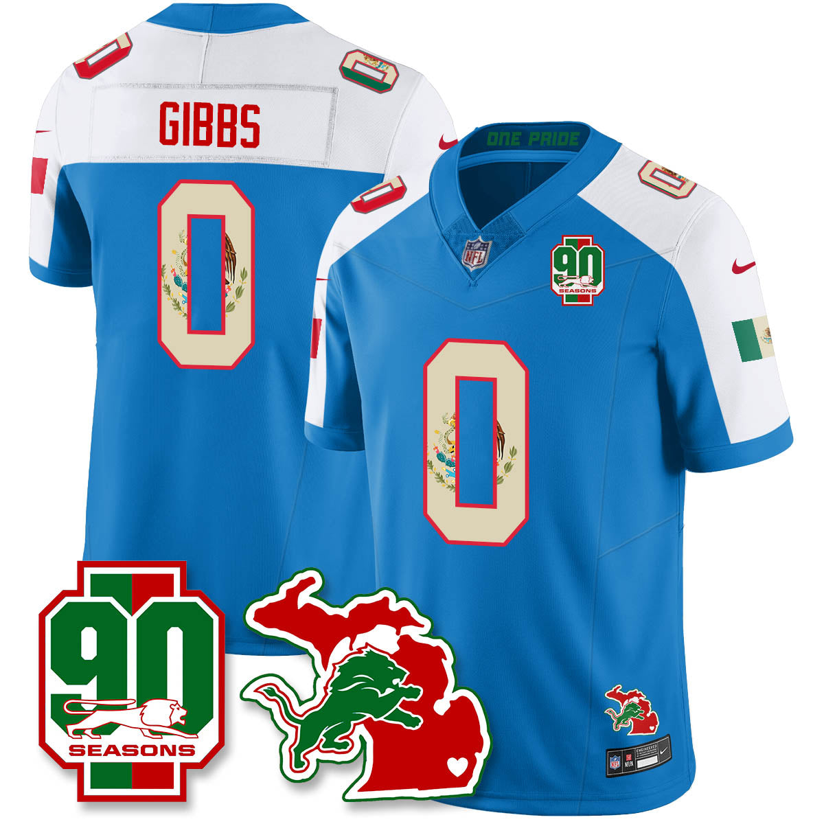 DET Mexico Vapor Limited Jersey - All Stitched