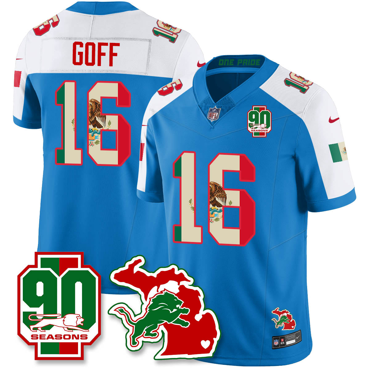 DET Mexico Vapor Limited Jersey - All Stitched