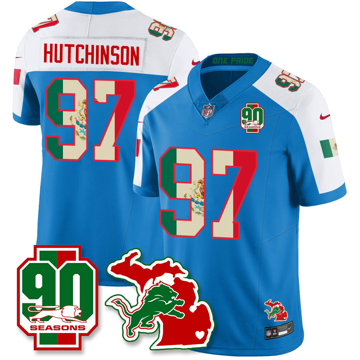 DET Mexico Vapor Limited Jersey - All Stitched