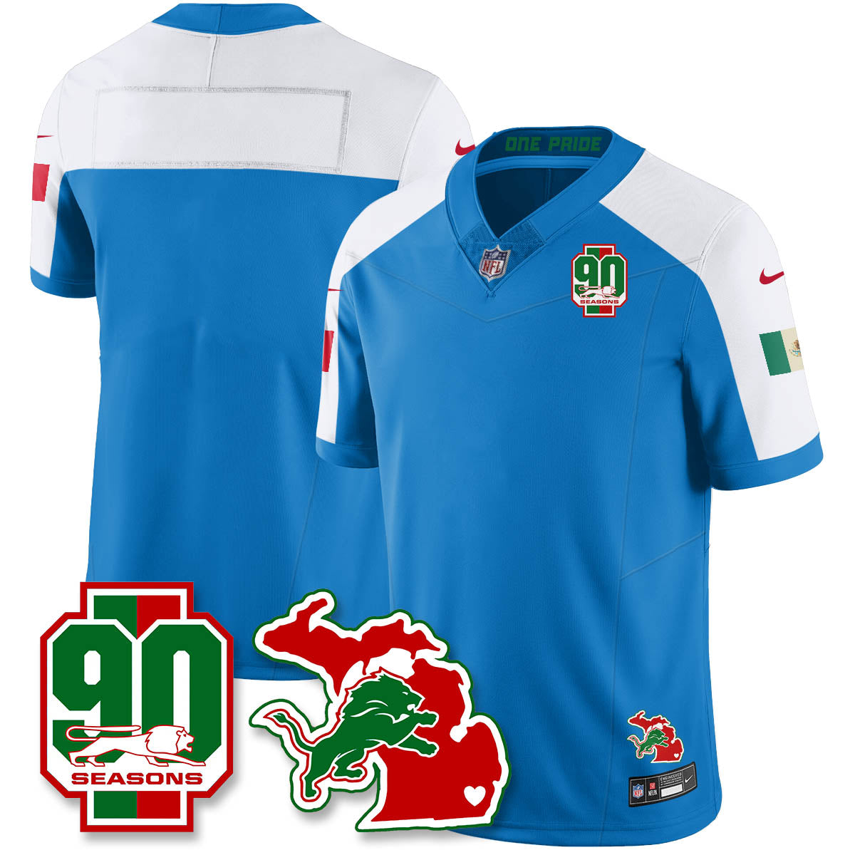 DET Mexico Vapor Limited Jersey - All Stitched