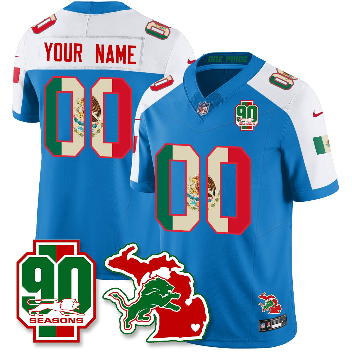 DET Mexico Vapor Limited Jersey - All Stitched