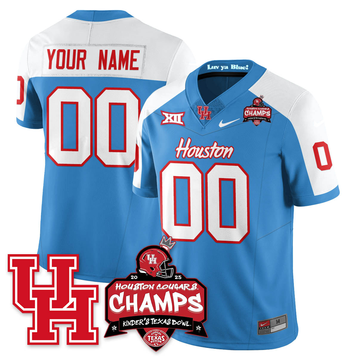 Houston Cougar Football 2025 Kinder's Texas Bowl Champions Custom Jersey - All Stitched