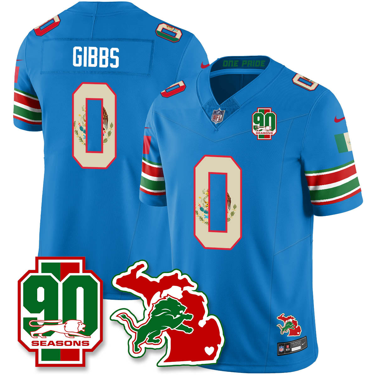 DET Mexico Vapor Limited Jersey - All Stitched